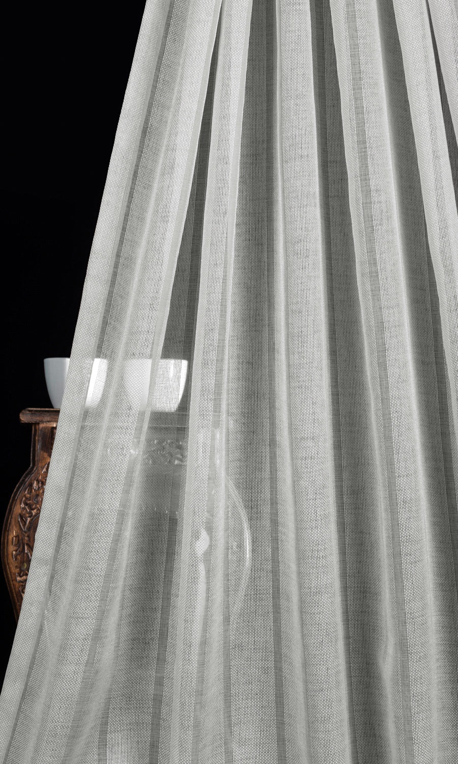 Textured Striped Sheer Home Décor Fabric Sample (Grey)