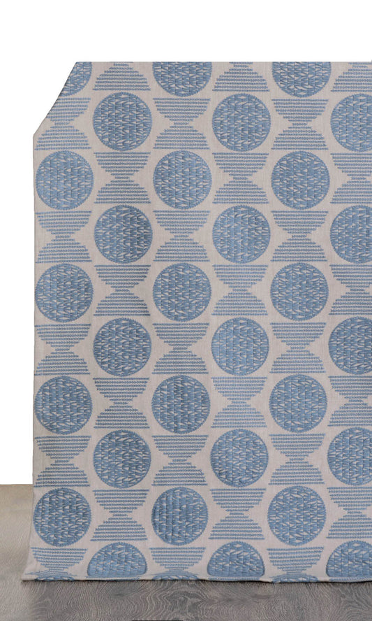 Embroidered Cotton Blinds (Beige/ Steel Blue)