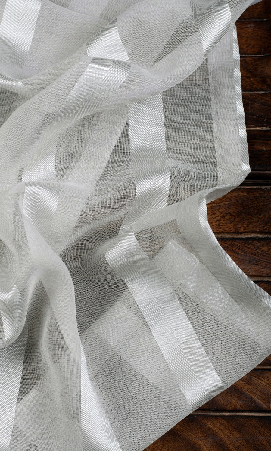 Striped Sheer Window Treatments Fabric By the Yard (Grey)