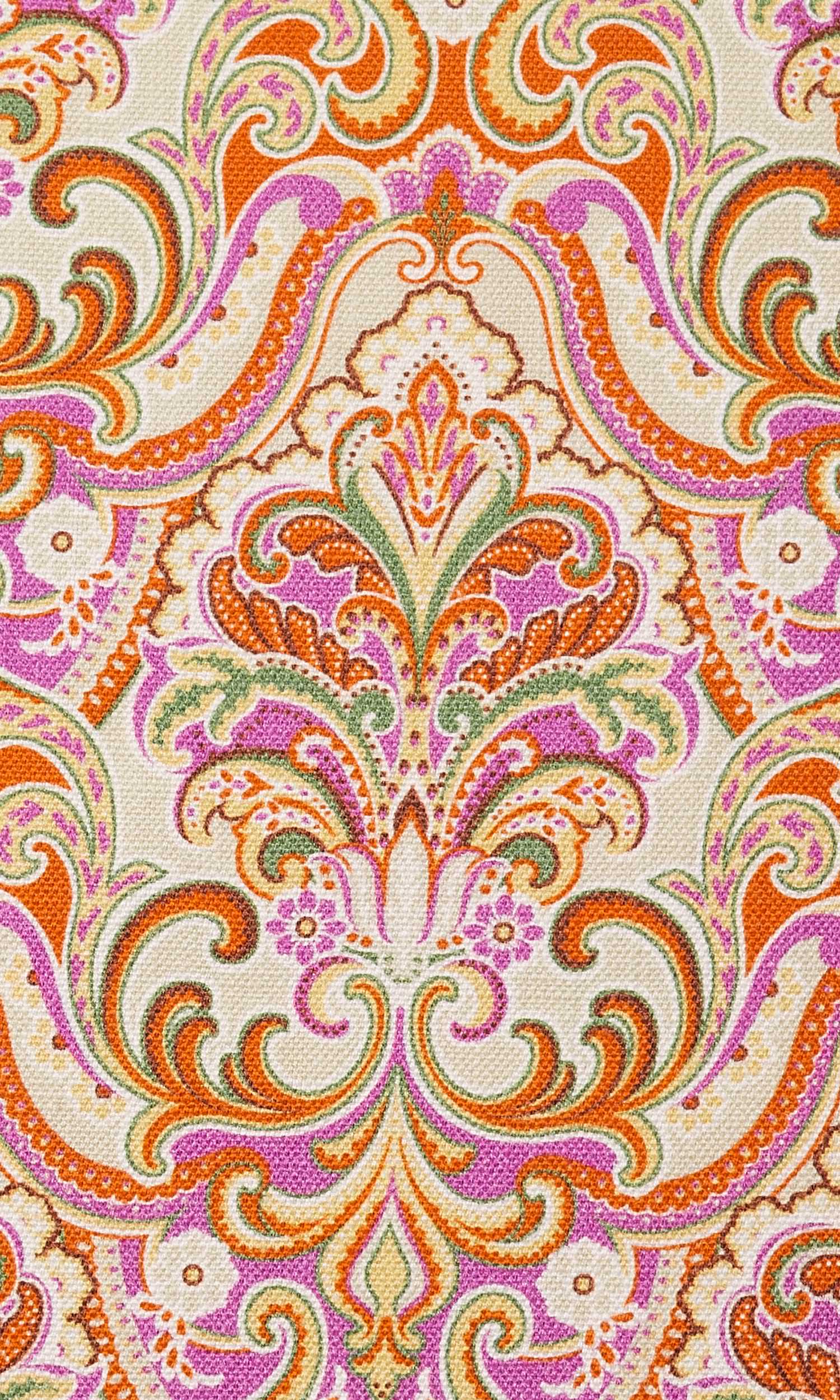 Fleur De Lis Print Home Textile Fabric Material By the Yard (Orange/ Purple)