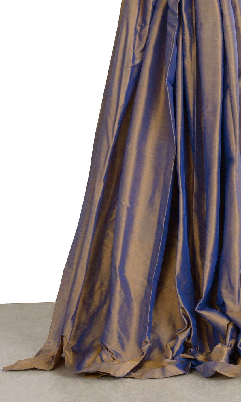 Shantung Silk Window Treatments Fabric Sample (Purple/ Gold)