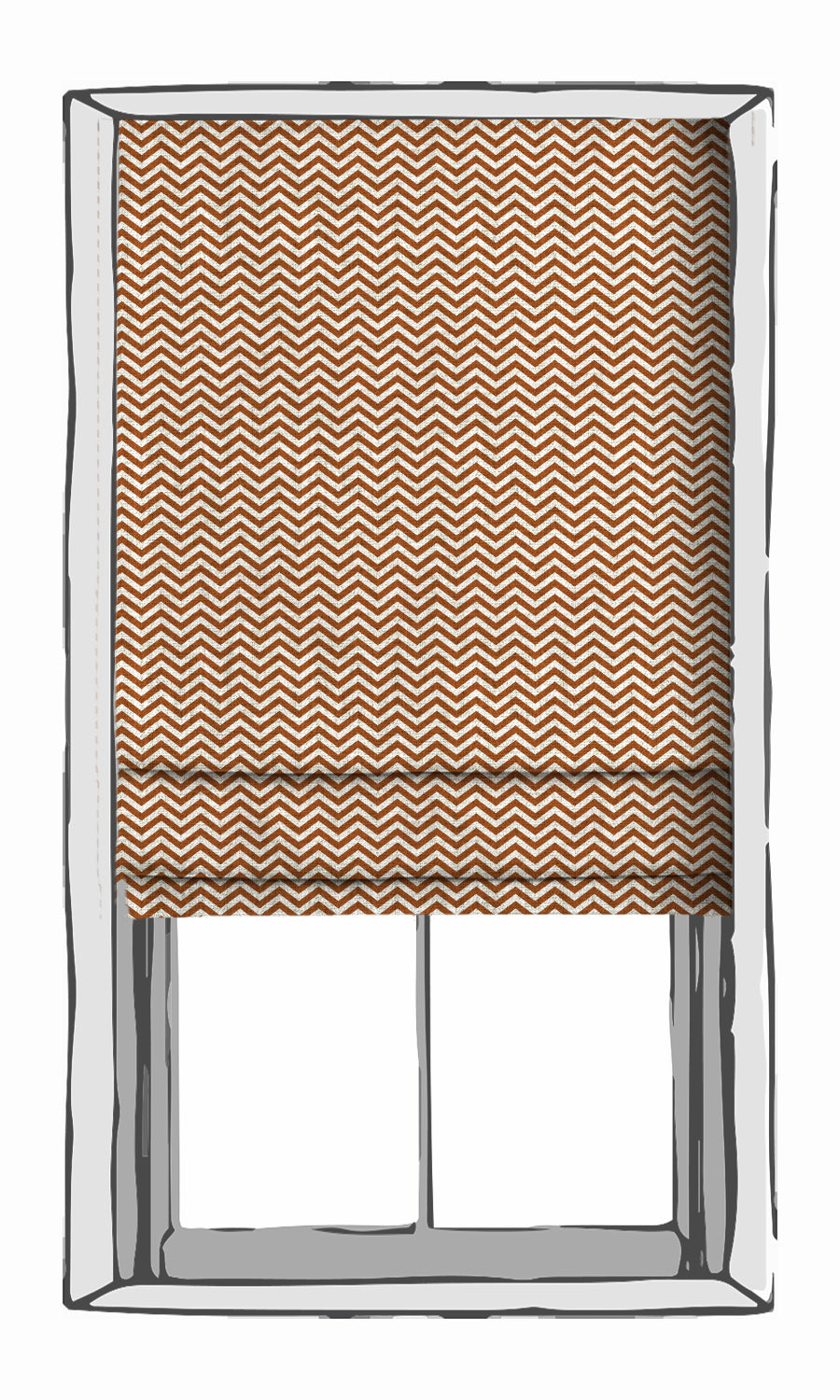 Chevron Print Fabric Material By the Metre (Burnt Orange/ White)