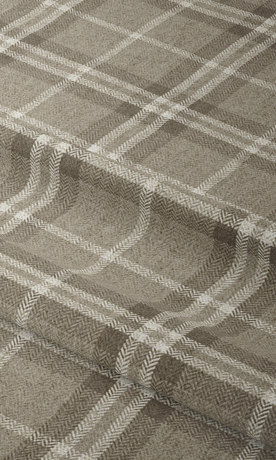 Plaid Patterned Fabric Material By the Yard (Beige & Brown)