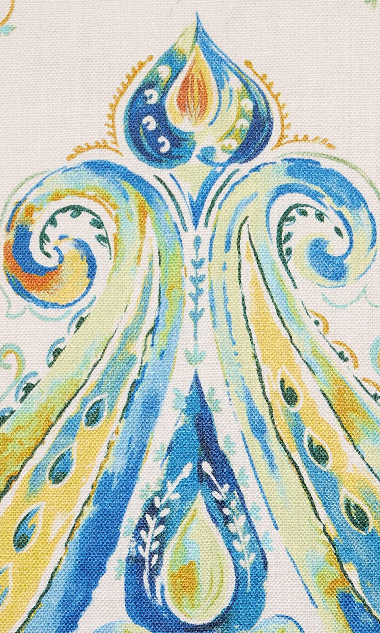Paisley Print Home Textile Fabric Material By the Yard (Green/ Blue)