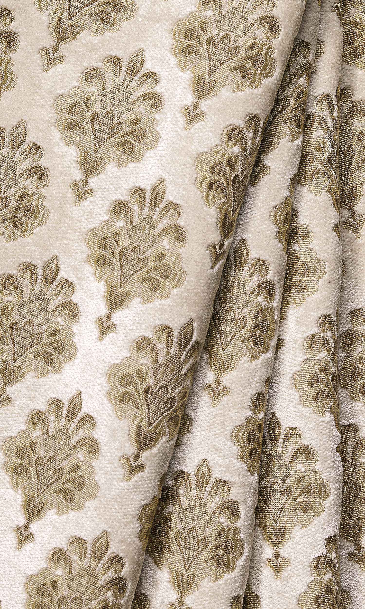 Damask Velvet Window Treatments Fabric By the Yard (Beige/ Brown)