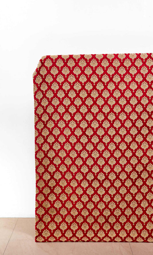 Floral Velvet Home Décor Fabric By the Yard (Beige/ Brown/ Red)