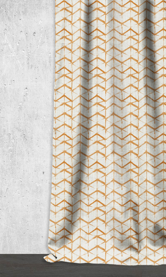 Geo Print Home Décor Fabric By the Metre (White/ Orange/ Brown)