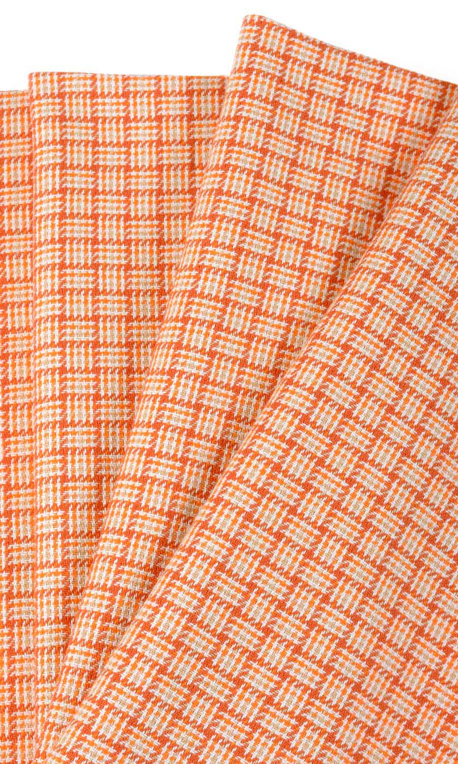 Basketweave Cotton Fabric Material By the Yard (Orange/ Candy Red)