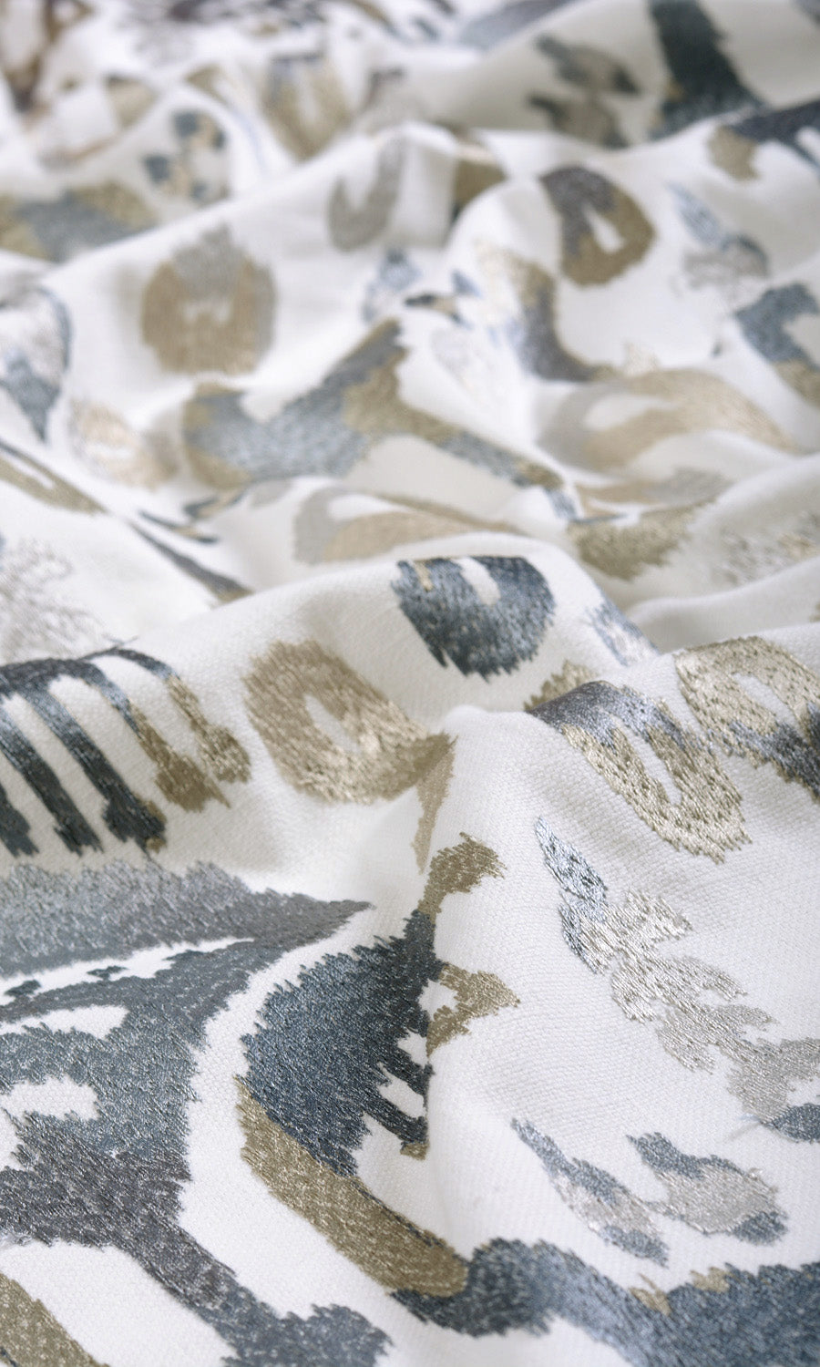 Ikat Print Fabric By the Yard for Curtains & Drapes (Gray/ Beige/ White)