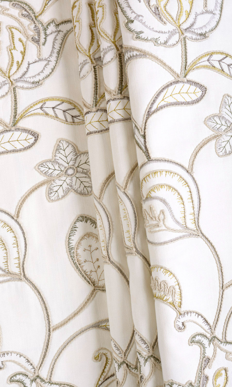Embroidered Fabric Material By the Yard (Beige/ Gray/ Green/ White)