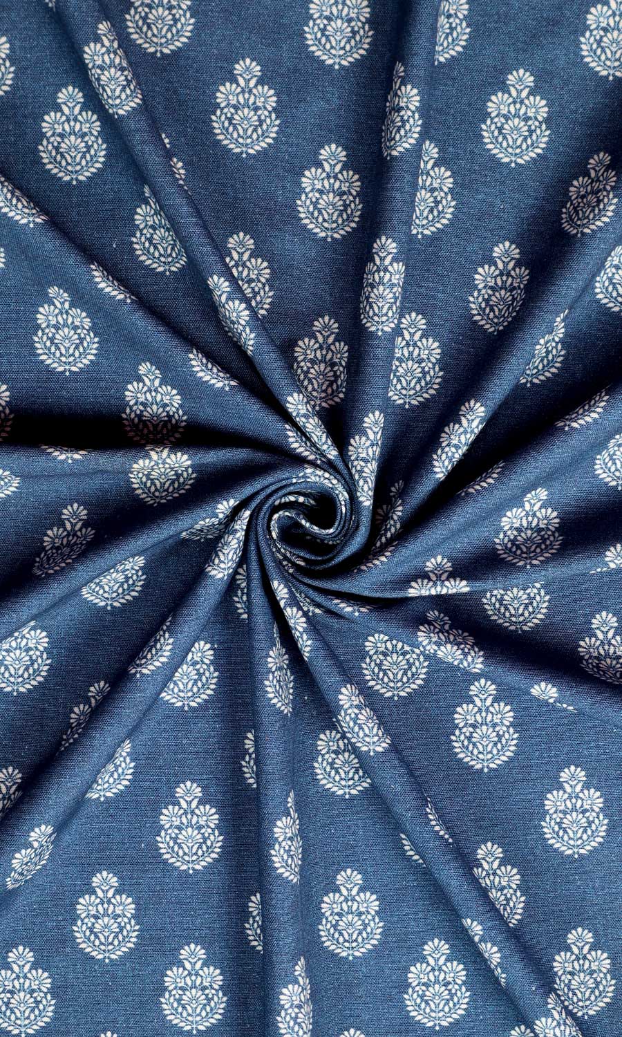 Floral Cotton Fabric Material By the Yard (Blue)