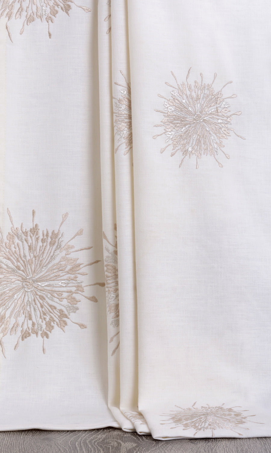 Sunburst Embroidered Home Décor Fabric By the Yard (White & Pale Beige)
