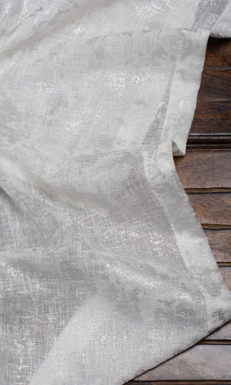 Metallic Accent Semi-Sheer Home Décor Fabric Sample (White)