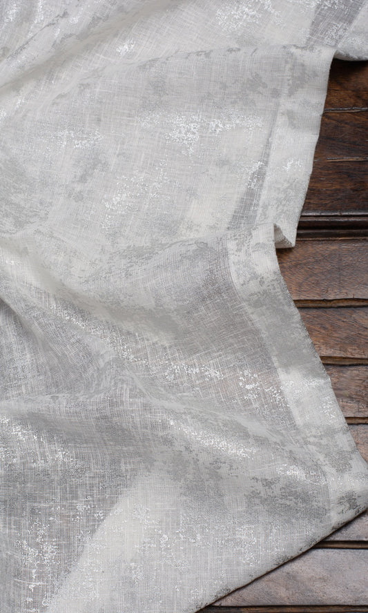 Metallic Accent Semi-Sheer Home Décor Fabric By the Yard (White)
