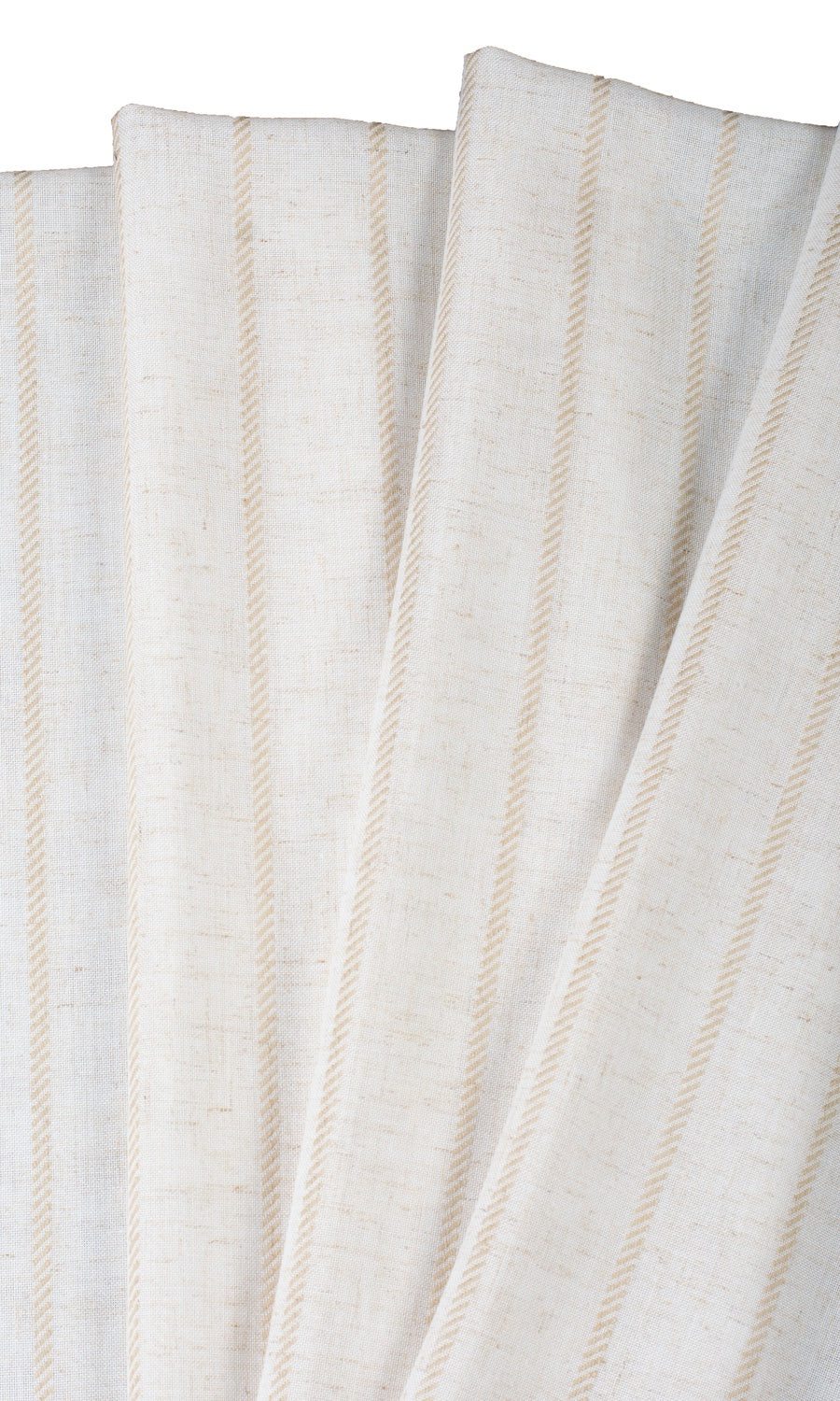 Striped Sheer Linen Blend Home Textile Fabric Material Sample (White/ Beige)