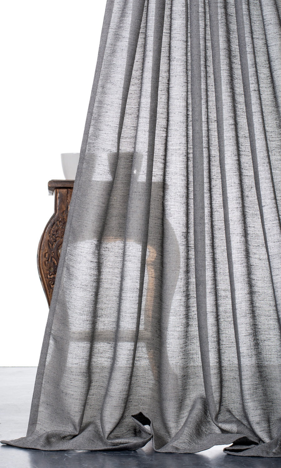 Plain Sheer Home Textile Fabric Material Sample (Dark Grey)
