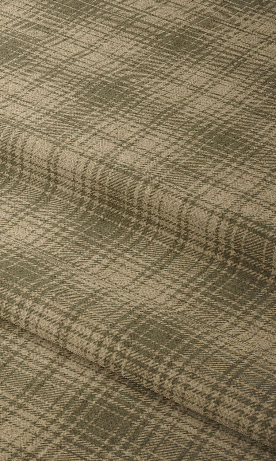 Plaid Print Fabric Material By the Yard (Olive Green & Beige)