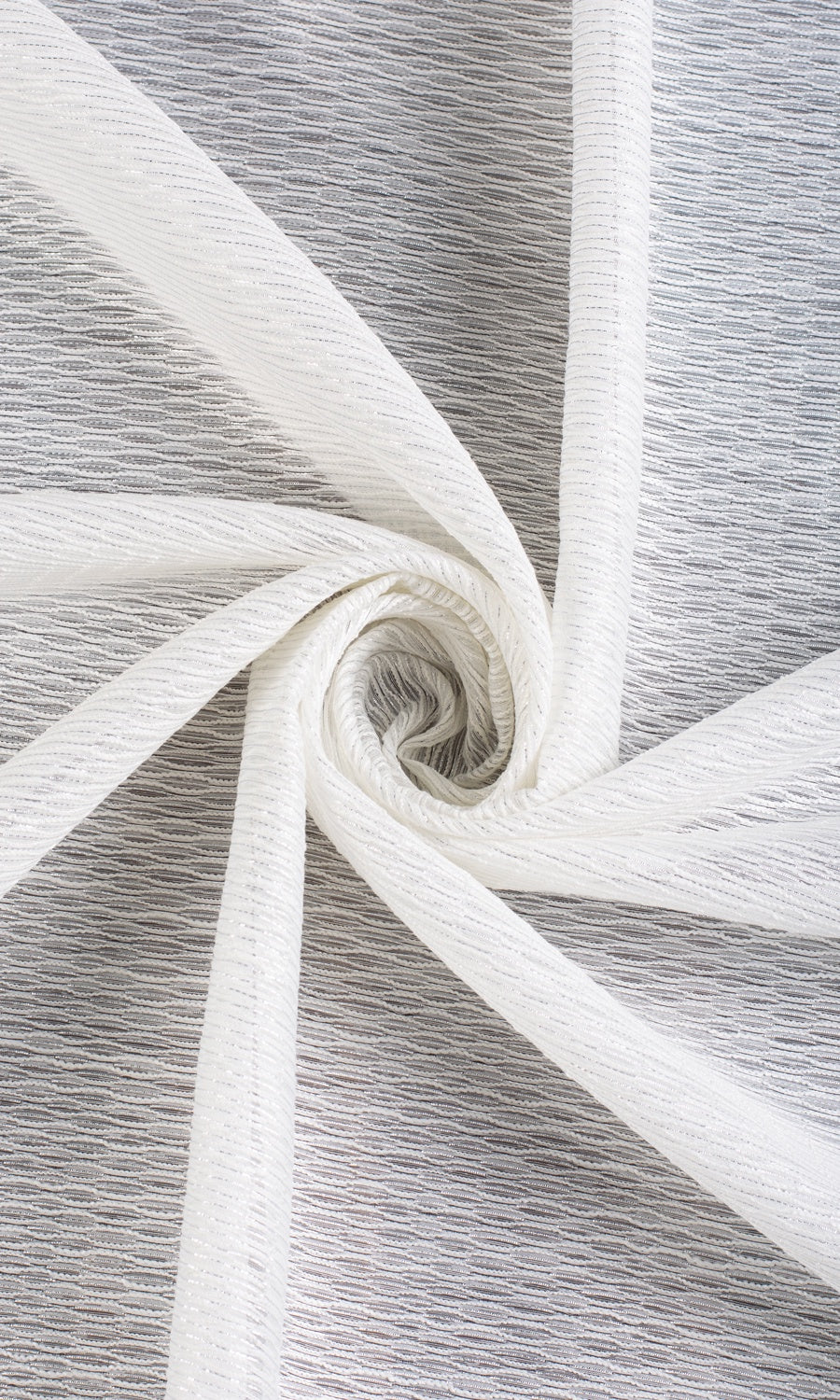 Textured Sheer Fabric Material By the Yard (White)