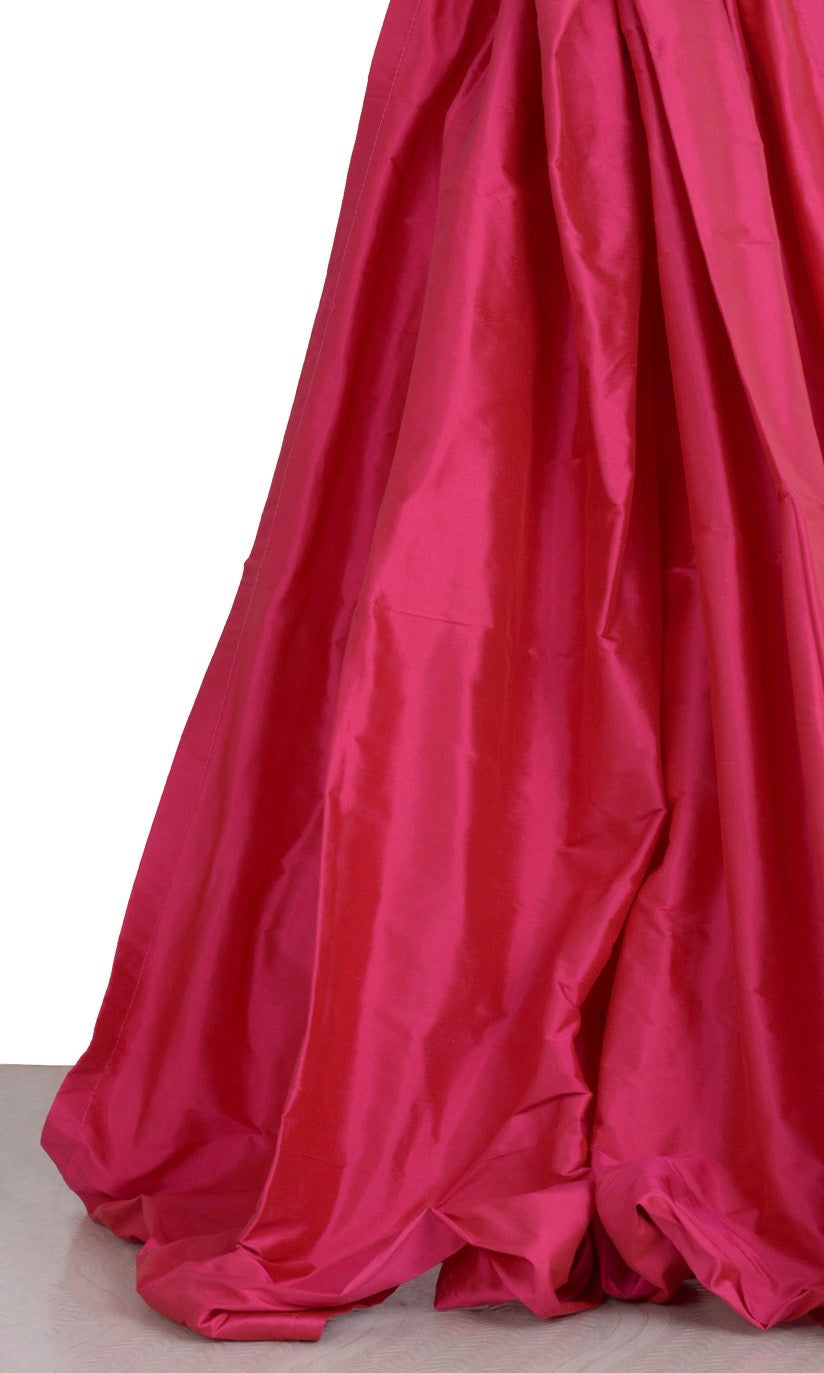 Shantung Silk Window Treatments Fabric By the Yard (Ruby Pink)