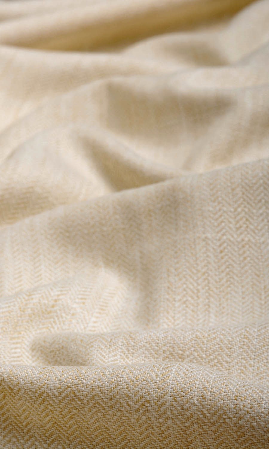 Herringbone Textured Fabric By the Yard for Curtains & Drapes (Ivory Beige)