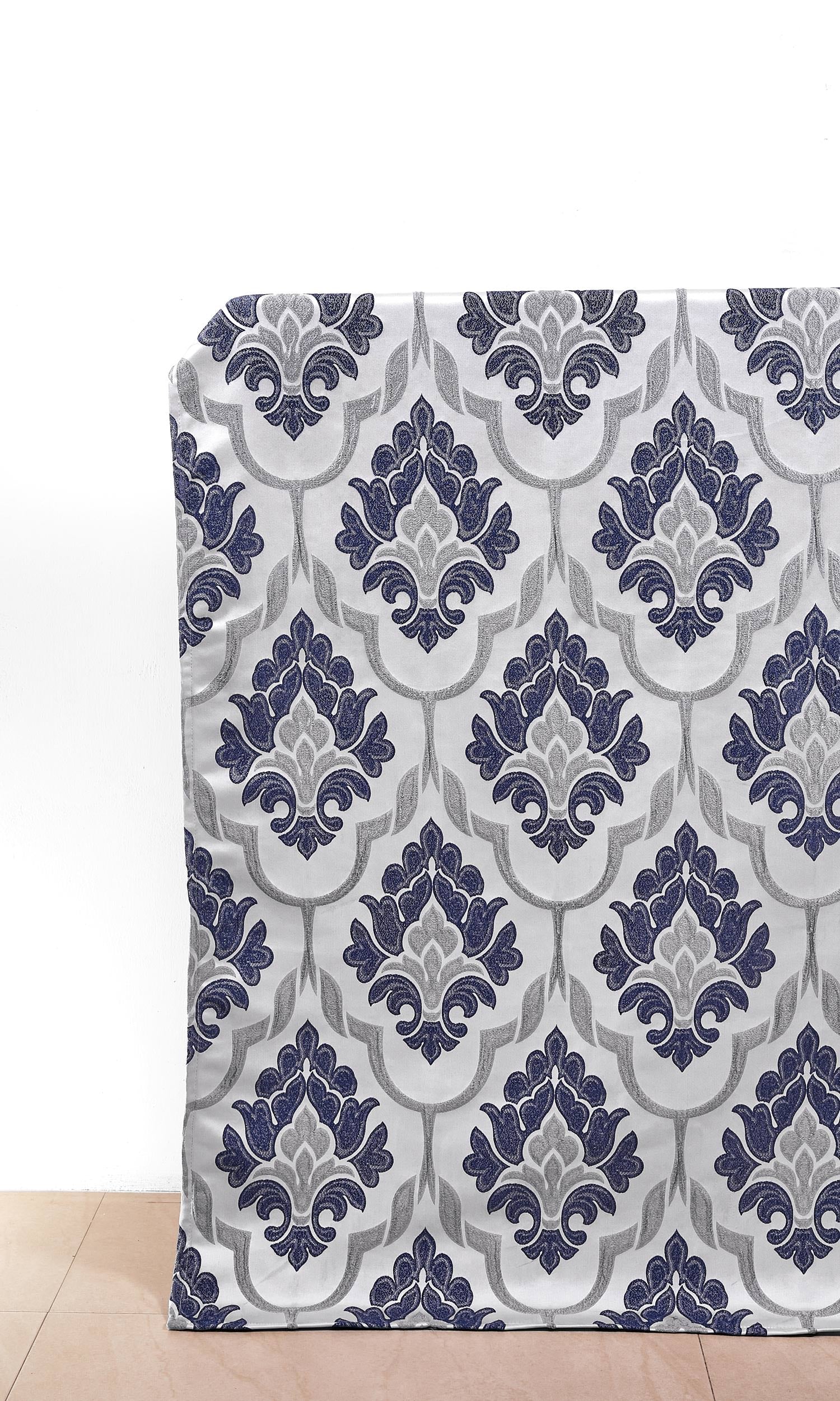 Damask Home Décor Fabric By the Yard (Navy Blue/ Grey)