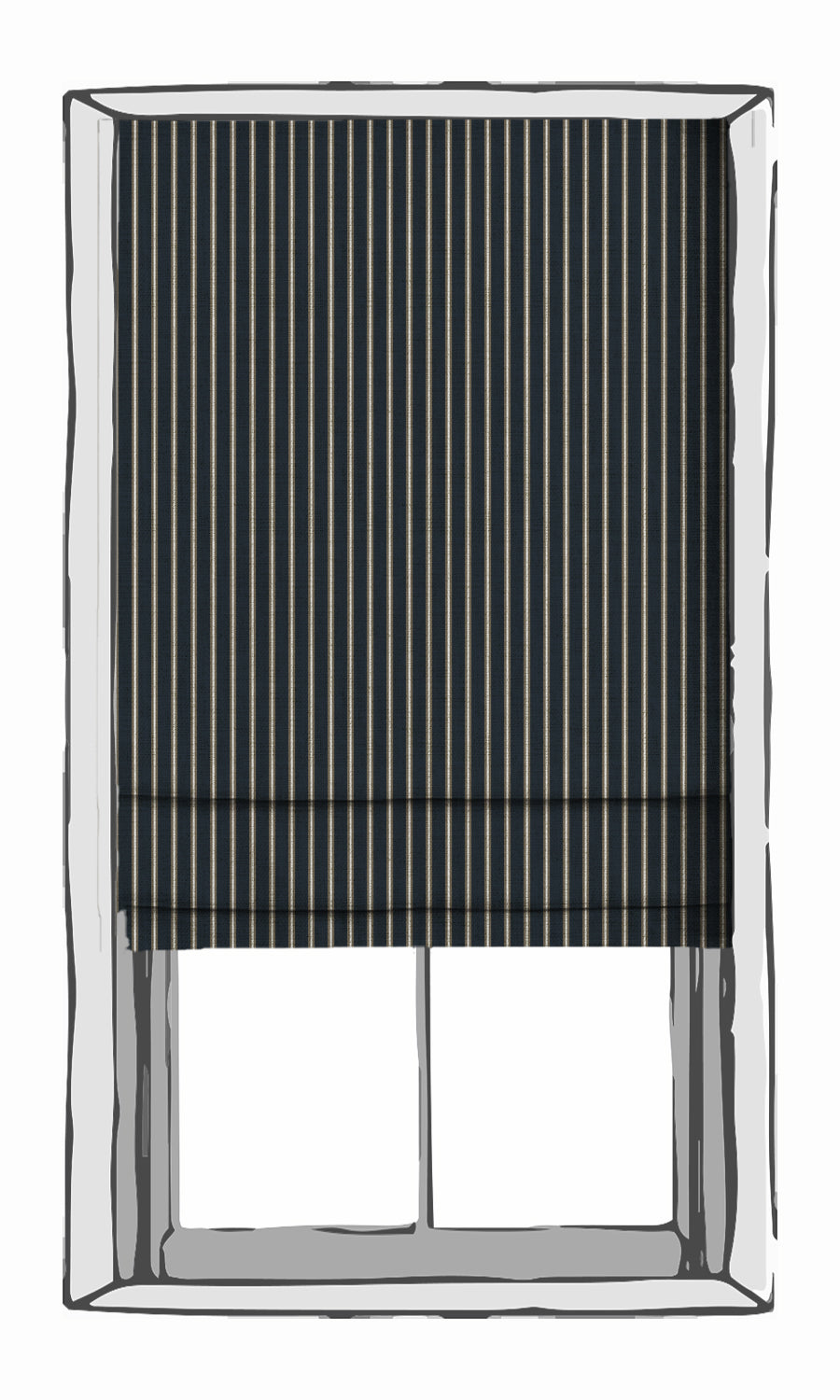 Modern Striped Print Fabric Material By the Yard (Navy Blue/ Brown)