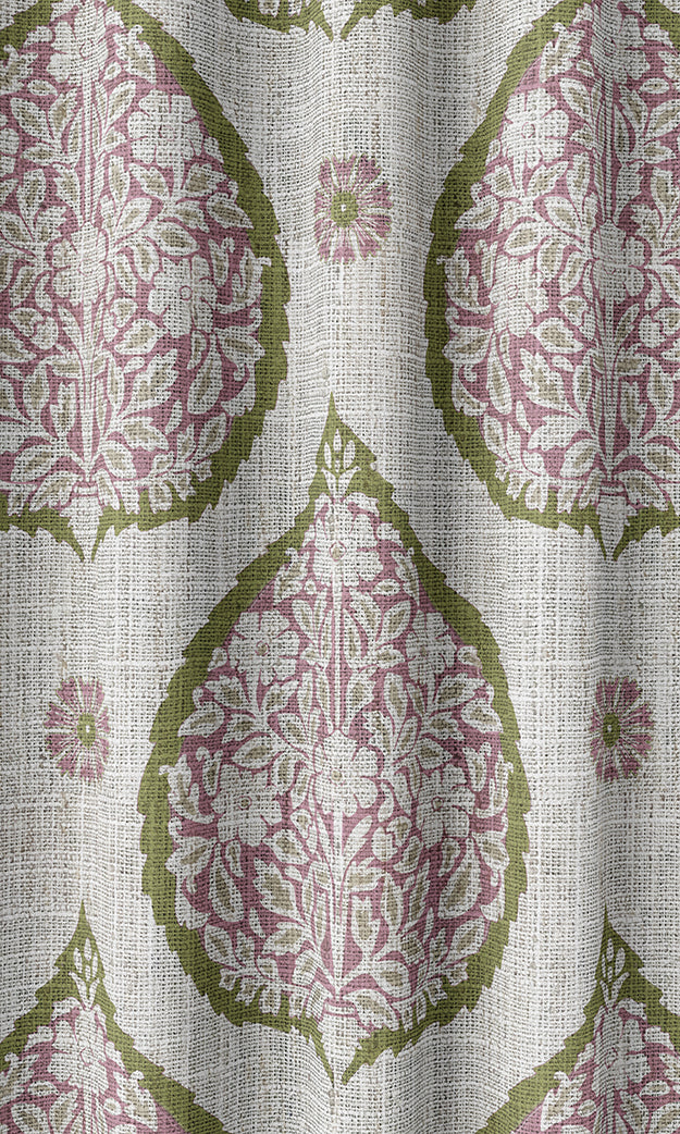 Paisley Home Textile Fabric Material Sample (Pink/ Green)
