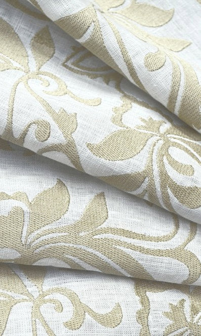 Floral Embroidered Linen Blinds (White/ Ivory)