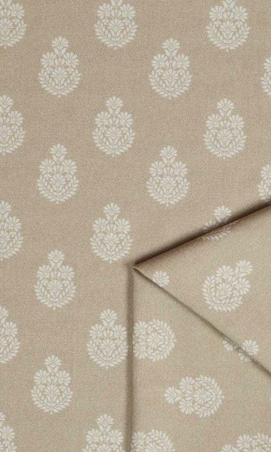 Floral Cotton Home Décor Fabric By the Yard (Beige/ Grey)