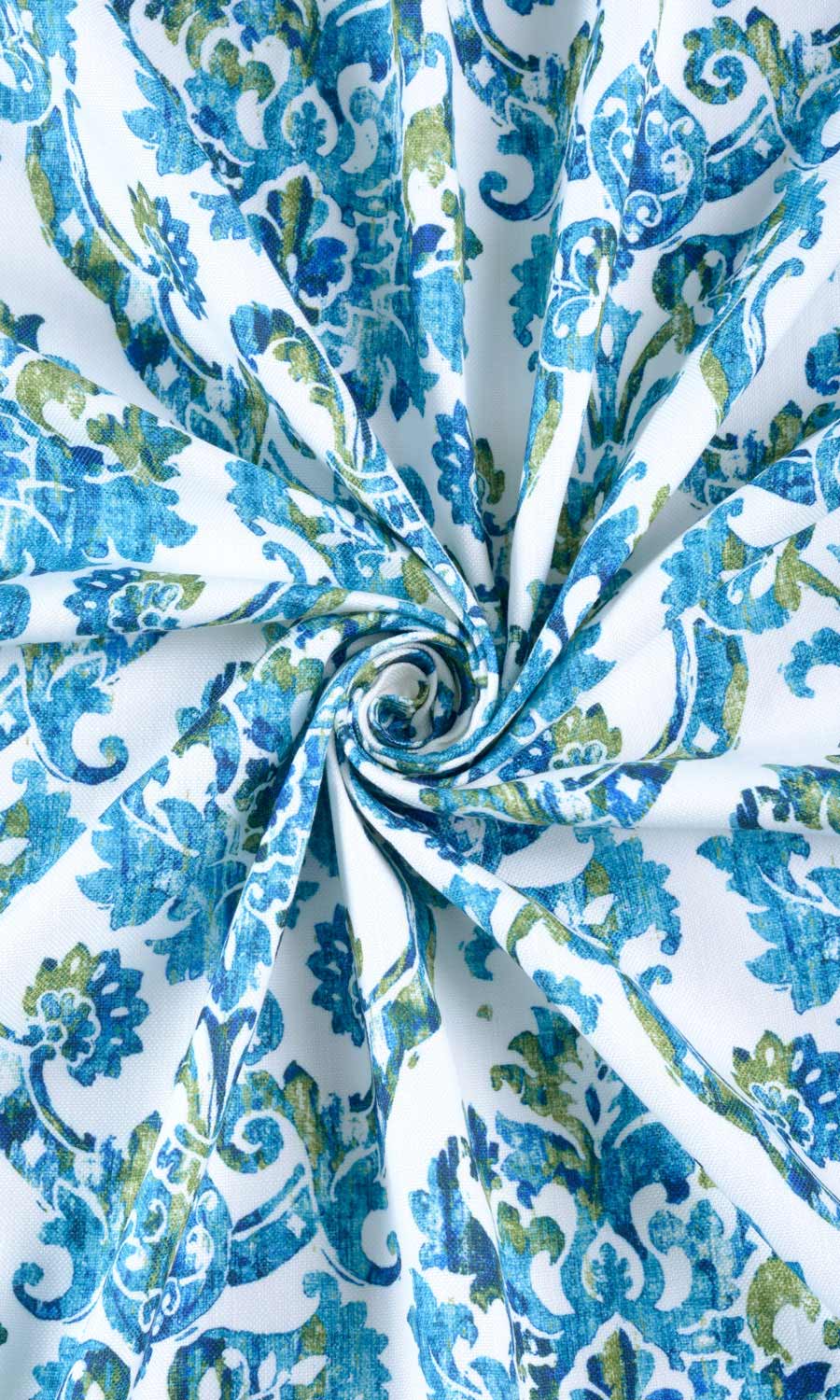 Damask Print Fabric By the Yard for Curtains & Drapes (Blue/ Green)