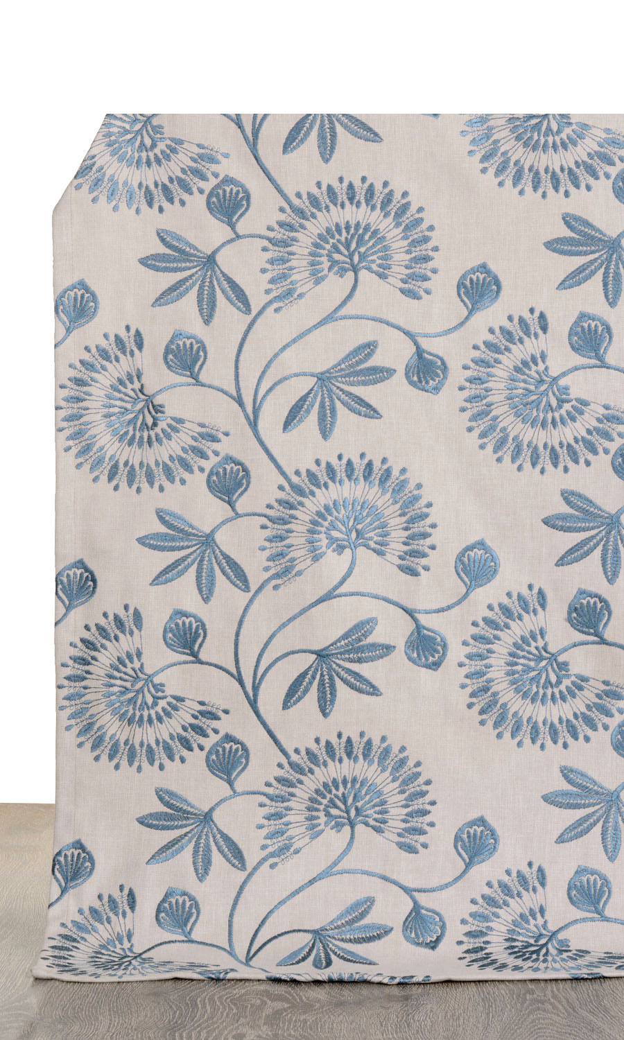 Vine Embroidered Home Décor Fabric By the Yard (Pale Beige/ Ocean Blue)