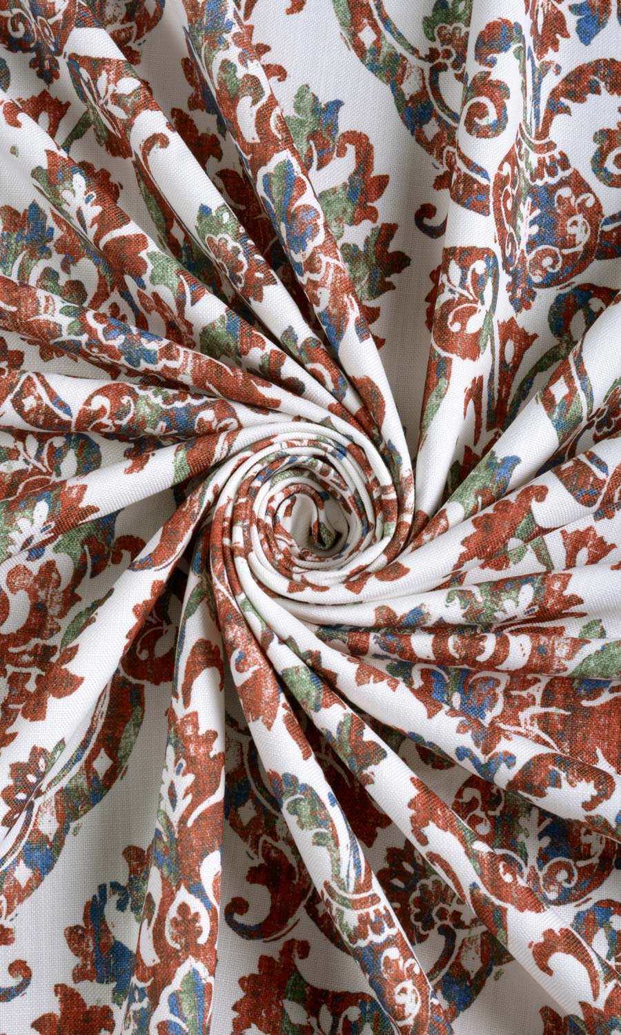 Damask Patterned Fabric By the Yard for Curtains & Drapes (Red/ Blue)