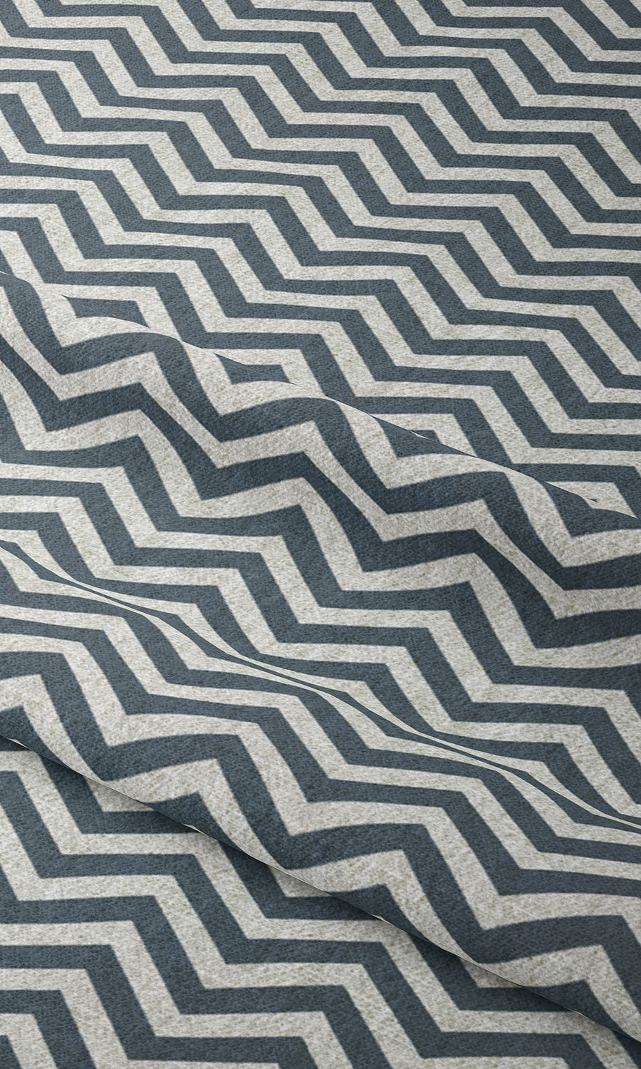 Chevron Print Window Treatments Fabric By the Metre (Petrol Blue/ White)