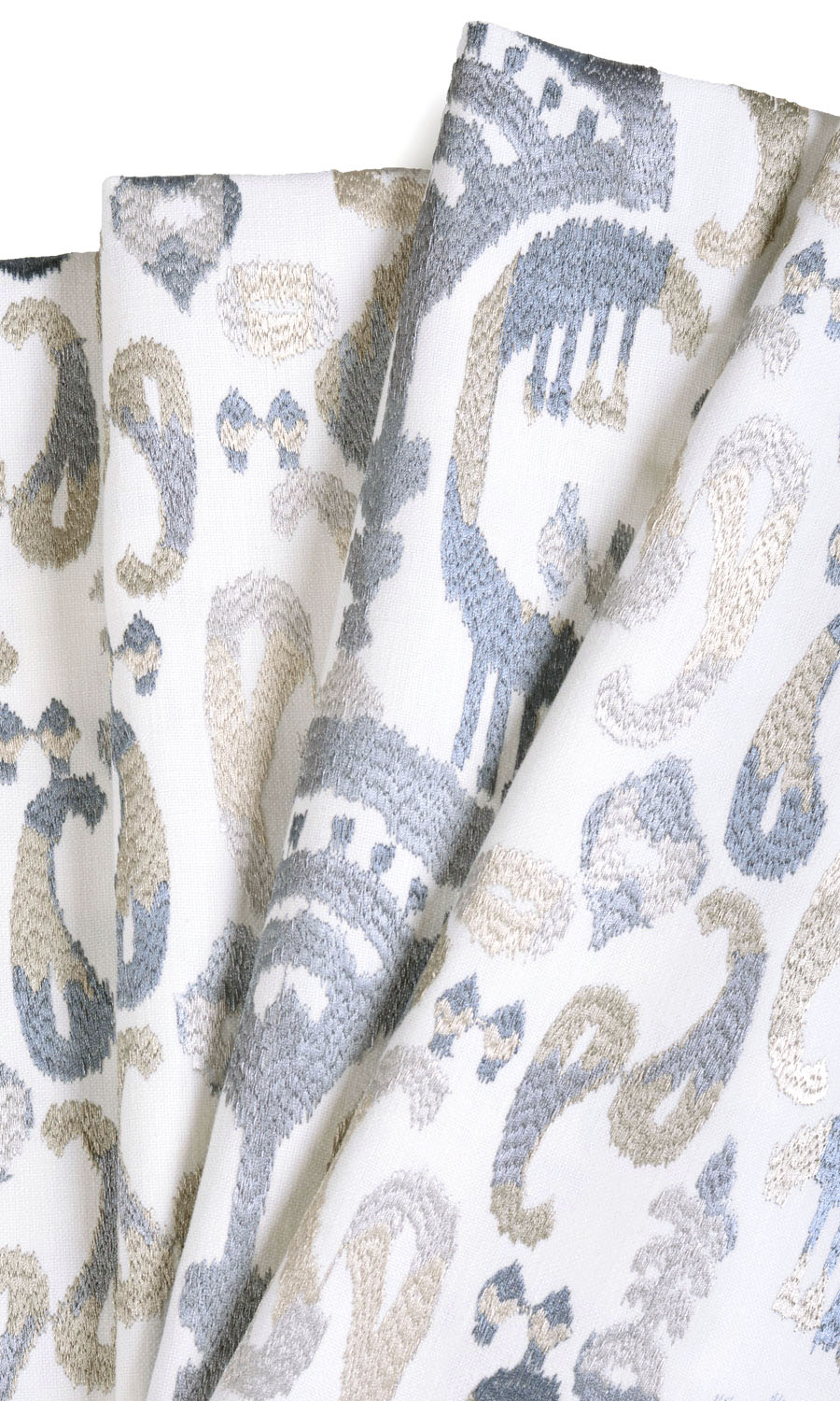 Ikat Print Home Textile Fabric Material By the Yard (Gray/ Beige/ White)