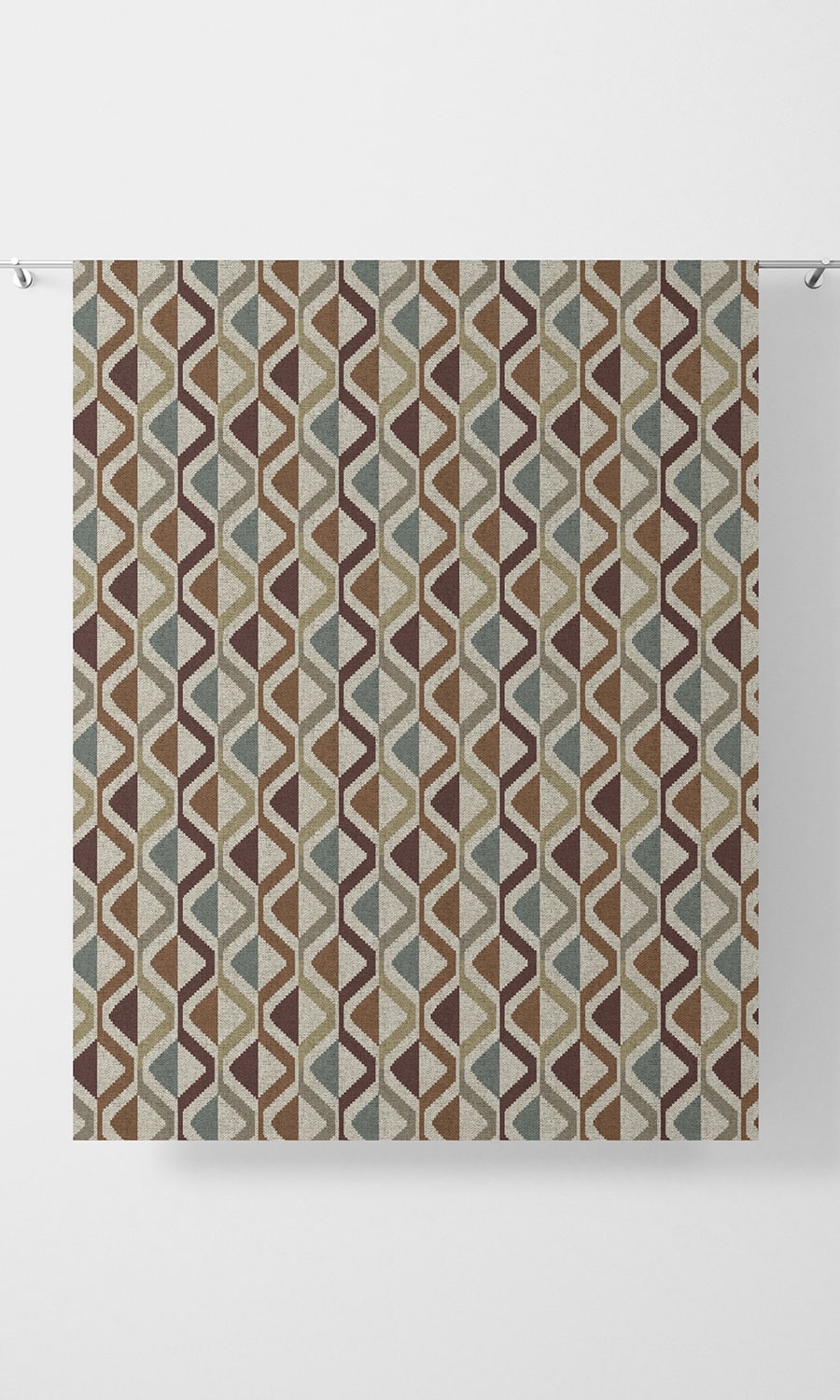Geometric Print Home Décor Fabric Sample (Blue/ Orange/ Deep Purple)