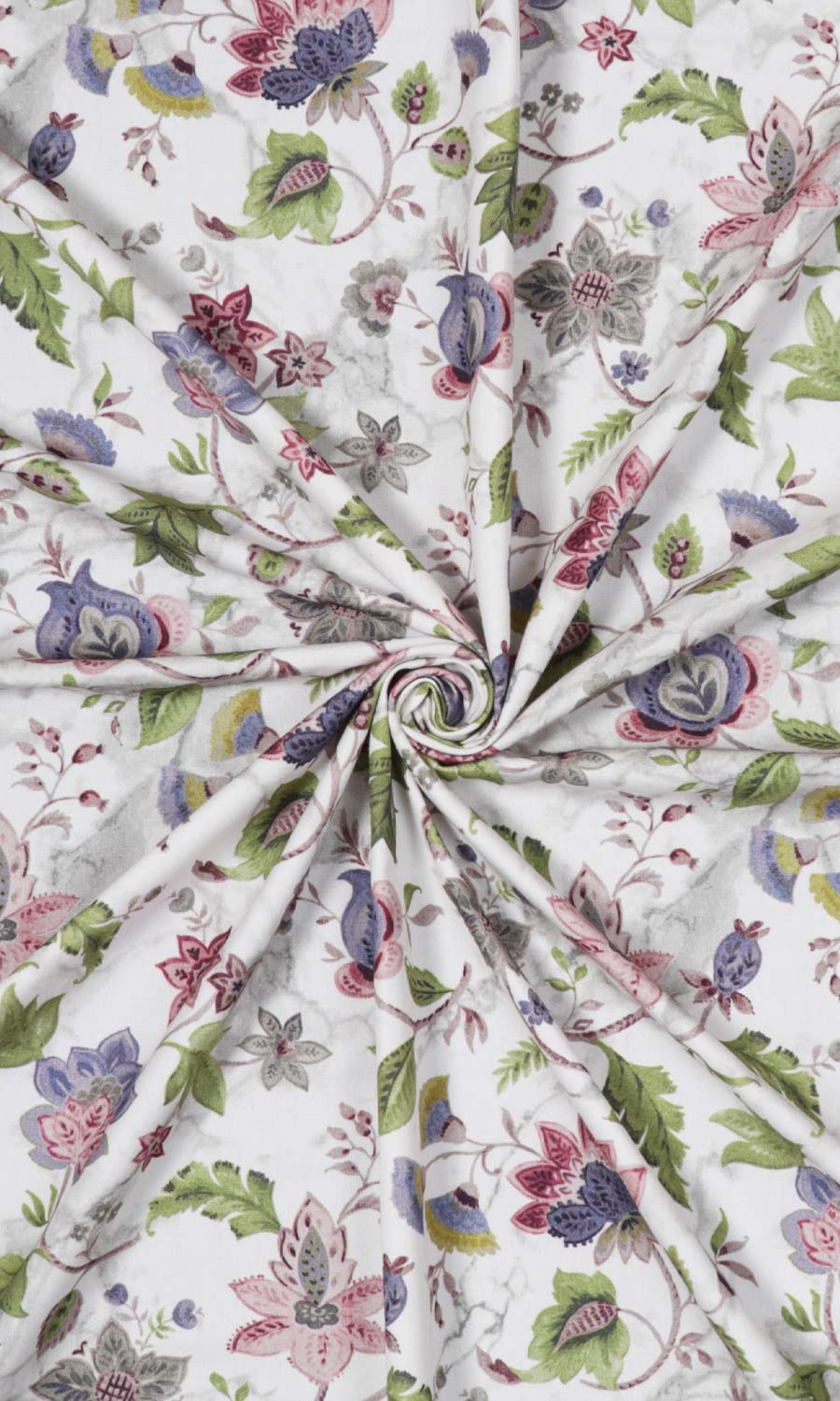 Floral Cotton Free Fabric Material Sample (Purple/ Pink/ Green)