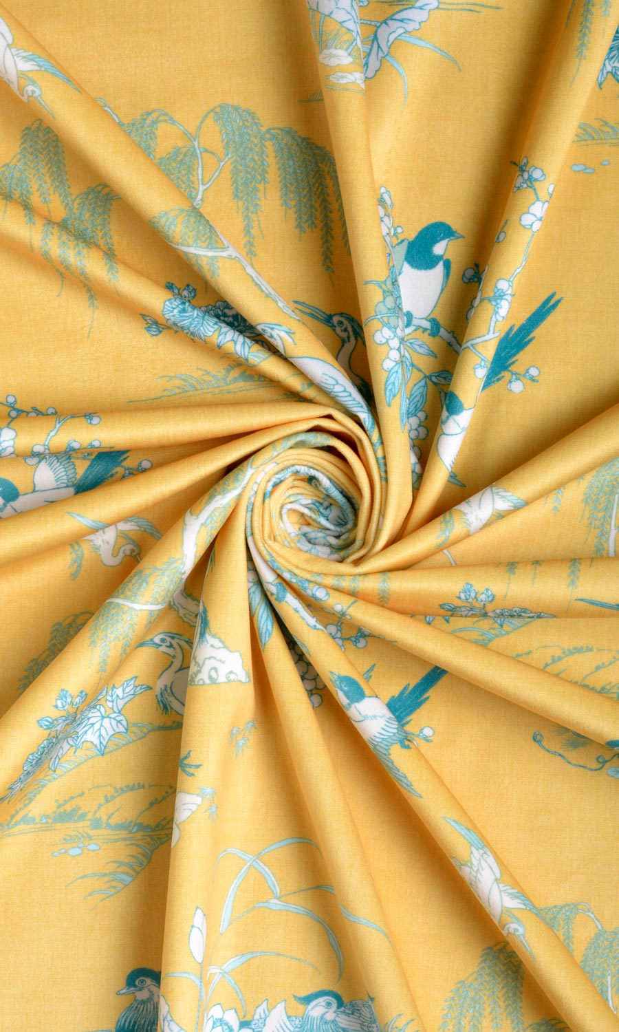 Chinoiserie Toile Velvet Fabric Sample for Roman Blinds & Shades (Yellow)