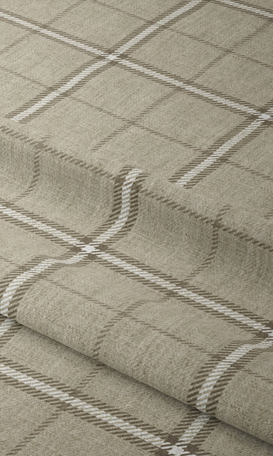 Checkered Window Treatments Fabric By the Yard (Grey-Beige/ Brown)
