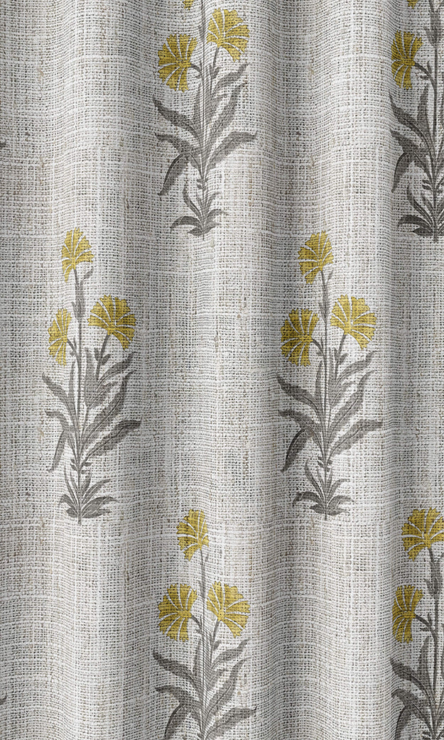 Modern Floral Home Textile Fabric Material By the Yard (White/ Yellow/ Grey)