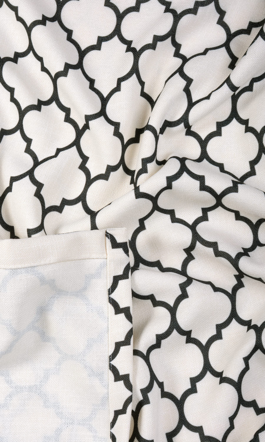 Moroccan Tiled Fabric By the Yard for Curtains & Drapes (Cream/ Black)