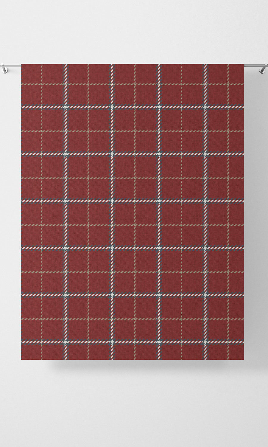 Modern Check Patterned Free Fabric Material Sample (Deep Red)