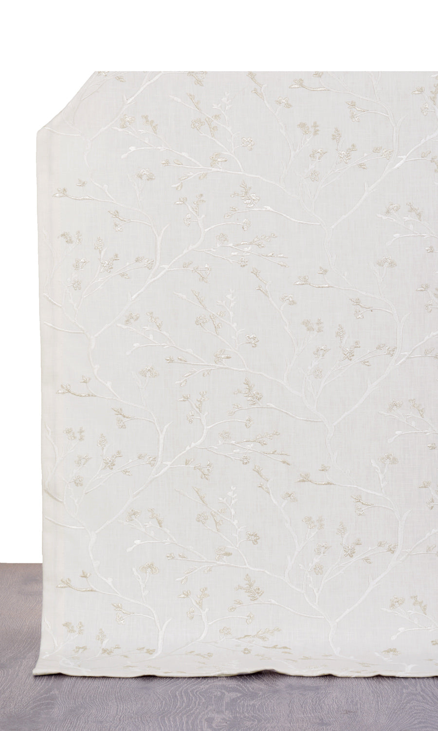 Floral Vine Patterned Fabric By the Yard for Curtains & Drapes (Pure White/ Gray)