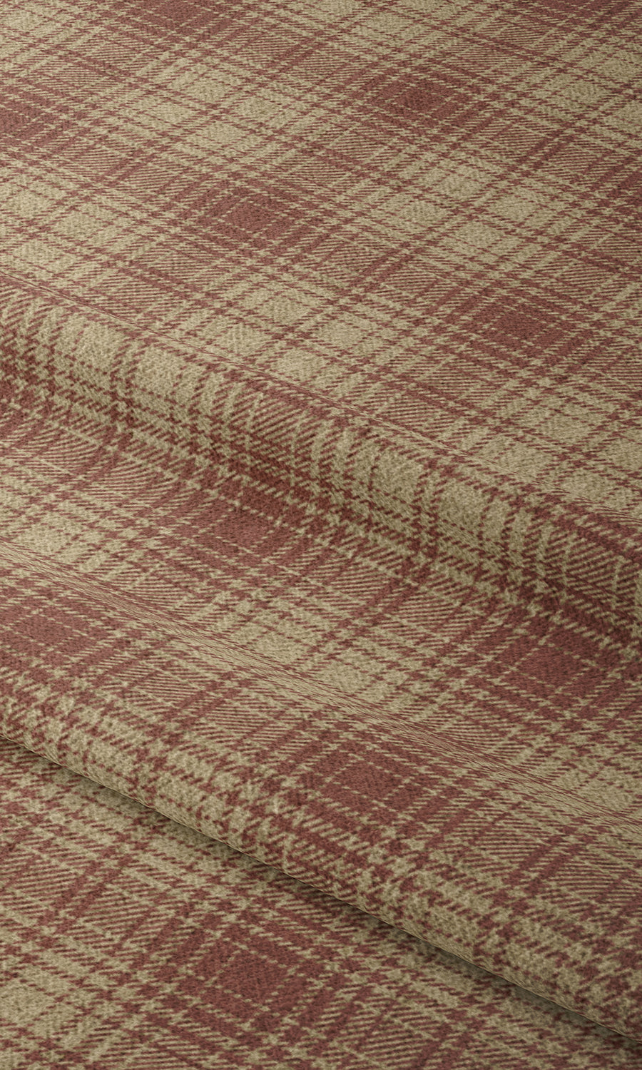 Plaid Patterned Fabric Material By the Yard (Beige & Red)