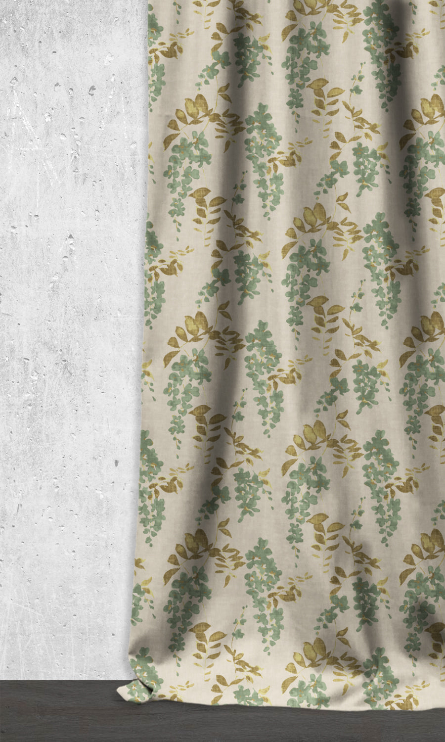 Dimout Floral Home Décor Fabric By the Yard (Green/ Grey)