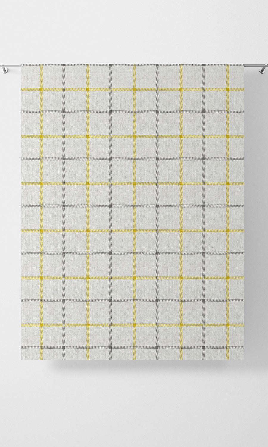 Check Print Fabric Material By the Yard (Linen White/ Yellow)