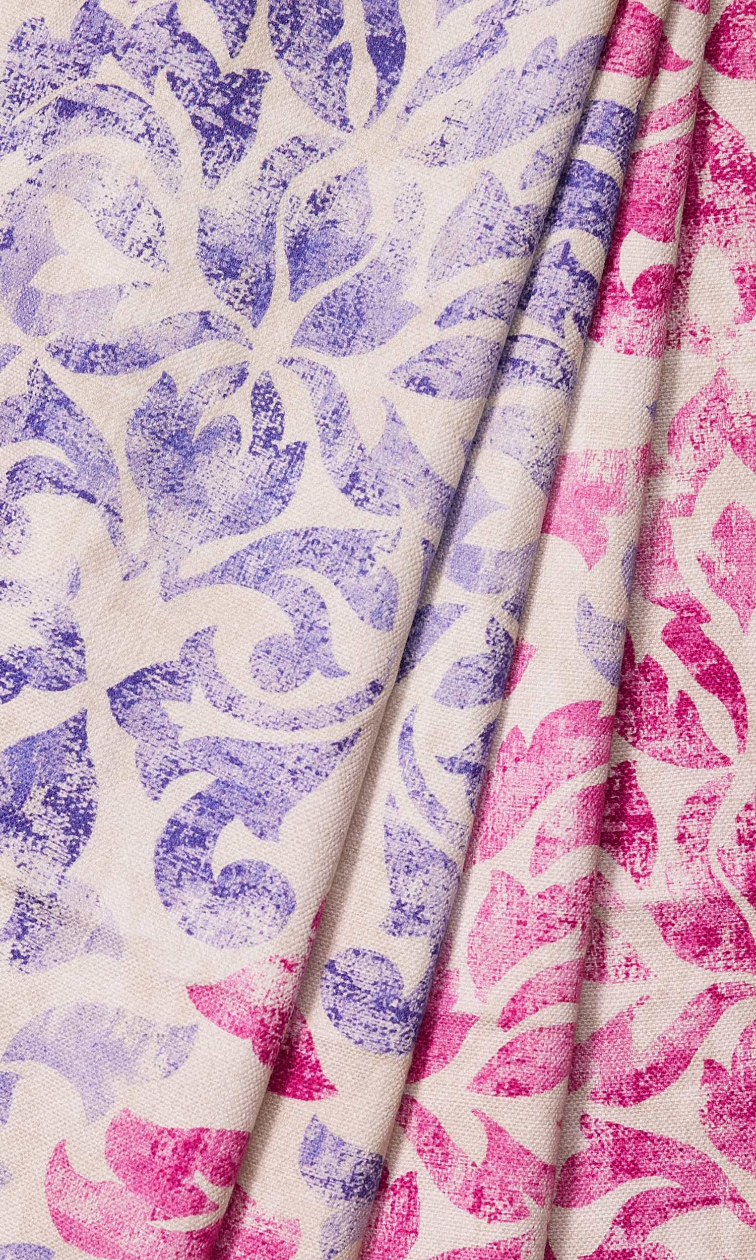Printed Window Treatments Fabric By the Yard (Fuchsia Pink/ Purple)