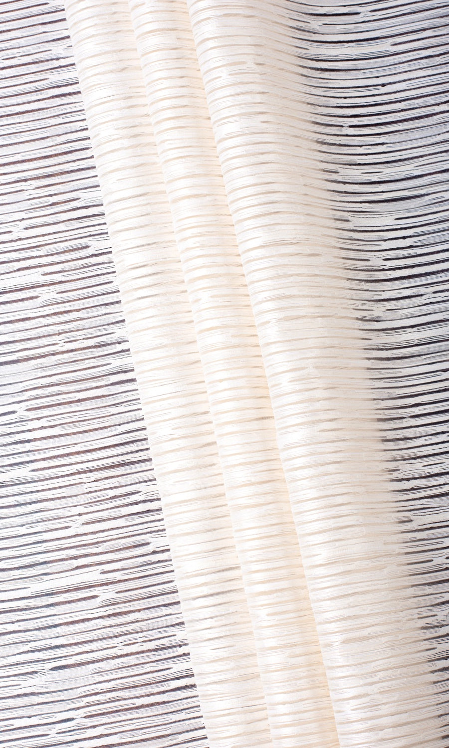 Striped Sheer Free Fabric Material Sample (Ivory/ Beige)