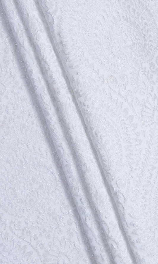 Textured Floral Home Décor Fabric By the Yard (White)