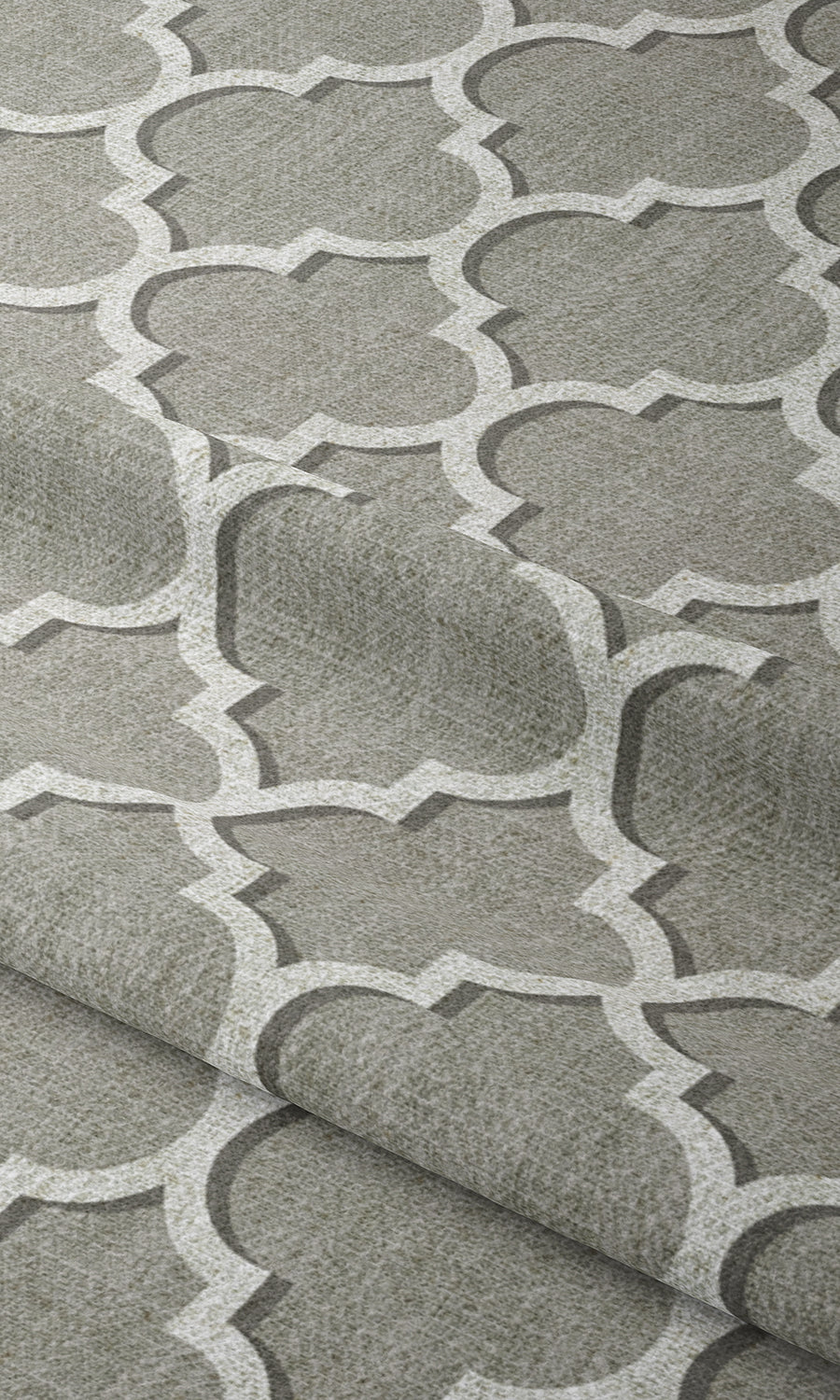 Trellis Tile Print Window Treatments Fabric By the Metre (Grey/ White)