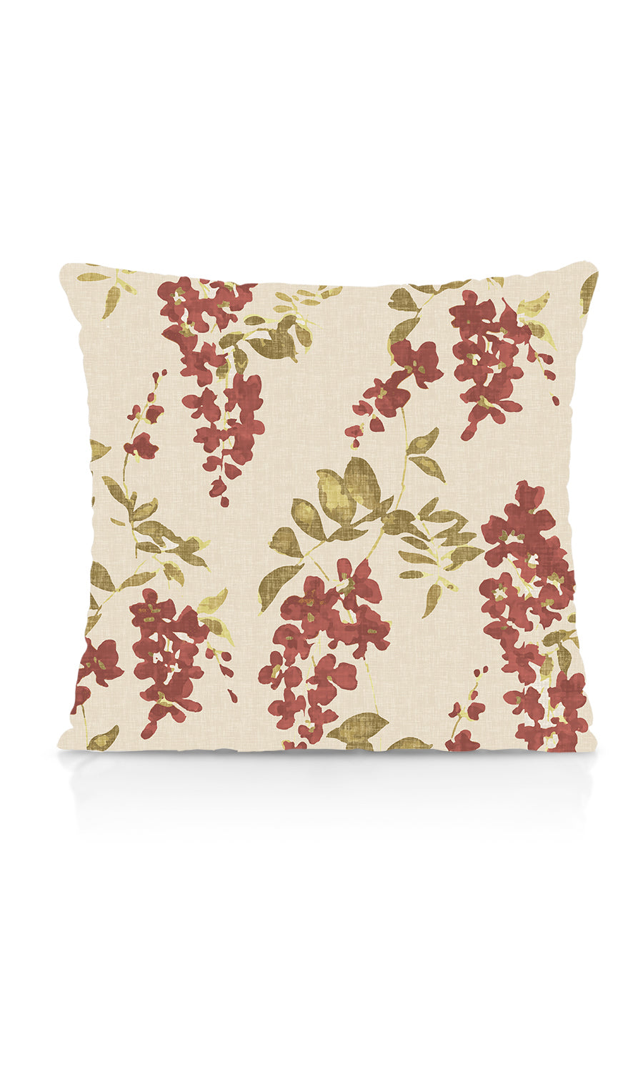 Dimout Floral Fabric Material By the Yard (Red/ Green/ Pale Grey)